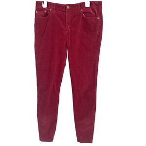 Vineyard Vines Women 10 Pants Velvet Red Burgundy Stretchy Slim Cottom Skinny